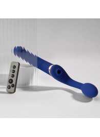 Синий безремневой страпон Multi Orgasm Bendable Strap-On size XL с клиторальной стимуляцией - Strap-on-me - купить с доставкой в Чебоксарах