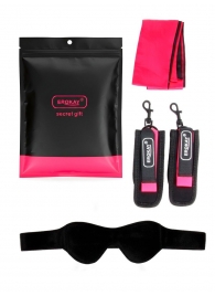 Черно-розовый эротический набор: маска, наручники и повязка - Erokay - купить с доставкой в Чебоксарах