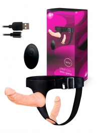 Женский страпон с 2 насадками, вибрацией и пультом ДУ - Erowoman-Eroman - купить с доставкой в Чебоксарах