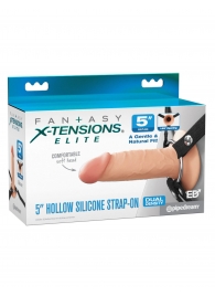 Телесный пустотелый фаллопротез 5’’ Hollow Silicone Strap-On - 14 см. - Pipedream - купить с доставкой в Чебоксарах