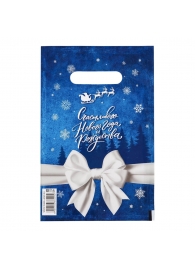 Сине-белый подарочный новогодний пакет с вырубной ручкой (20х30 см) - Сима-Ленд - купить с доставкой в Чебоксарах