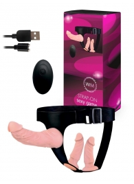 Женский страпон с 3 насадками и вибрацией - Erowoman-Eroman - купить с доставкой в Чебоксарах