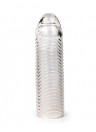 Прозрачная закрытая насадка на пенис с ребрышками - 16 см. - Sex Expert - в Чебоксарах купить с доставкой