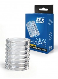 Прозрачная сквозная насадка на пенис с ребрышками - Sex Expert - в Чебоксарах купить с доставкой