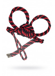 Черно-красные наручники-оковы ’’Узел-омега’’ из хлопковой веревки - Pecado - купить с доставкой в Чебоксарах