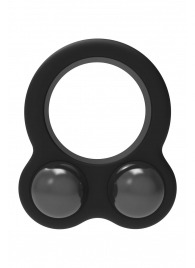 Черное эрекционное кольцо с утяжелителями Cockring Dual Weight - Dream Toys - в Чебоксарах купить с доставкой