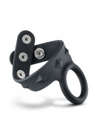 Черное эрекционное кольцо с подхватом мошонки на кнопках VS6 - Blush Novelties - в Чебоксарах купить с доставкой