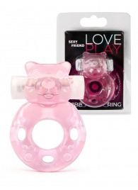 Розовое эрекционное виброкольцо в форме мишки - 1137 - в Чебоксарах купить с доставкой