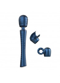 Синий вибромассажёр с насадками Man.wand Edgy - Manwan - в Чебоксарах купить с доставкой