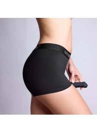 Черные трусики-боксеры для фиксации насадок Strap-on-me Harness Lingerie Allure - size M - Strap-on-me - купить с доставкой в Чебоксарах