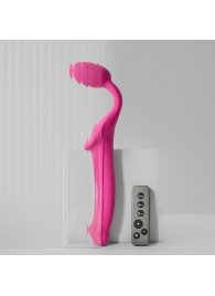 Ярко-розовый безремневой страпон Strap-on-me Vibrating Bendable Strap-On size M - Strap-on-me - купить с доставкой в Чебоксарах