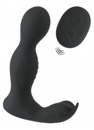 Черная анальная пробка с вибрацией, вращением и пультом ДУ RC Butt Plug with 2 Functions - Orion - в Чебоксарах купить с доставкой