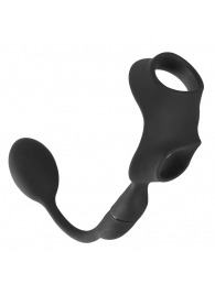 Черное виброкольцо с анальной пробкой Cock Ring with RC Butt Plug - Orion - в Чебоксарах купить с доставкой
