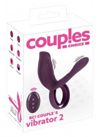 Фиолетовая насадка на член с клиторальным отростком и пультом ДУ RC Couple’s Vibrator 2 - Orion - в Чебоксарах купить с доставкой