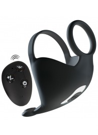 Черная вибронасадка для эрекции и стимуляции мошонки Cock ring with RC ball massager - Orion - в Чебоксарах купить с доставкой