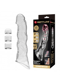 Прозрачный фаллоудлинитель с 3 вставками - 28 см. - Baile - в Чебоксарах купить с доставкой