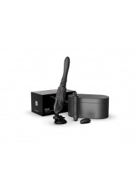 Черная секс-машина с функцией нагрева, насадками и присоской Sesh - Zalo - купить с доставкой в Чебоксарах