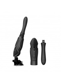 Черная секс-машина с функцией нагрева, насадками и присоской Sesh - Zalo - купить с доставкой в Чебоксарах