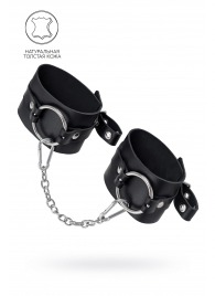 Черные оковы из толстой кожи с люверсами - Pecado - купить с доставкой в Чебоксарах