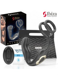 Черная анальная пробка с вращением и эрекционными кольцами - Ibiza - в Чебоксарах купить с доставкой