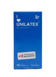 Классические презервативы Unilatex Natural Plain - 12 шт. + 3 шт. в подарок - Unilatex - купить с доставкой в Чебоксарах