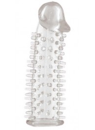 Прозрачная насадка на половой член с закрытой головкой и шипами - 12,5 см. - Toyfa Basic - в Чебоксарах купить с доставкой