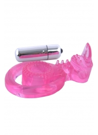 Розовая вибронасадка со стимулятор клитора   Язычок - Toyfa Basic - в Чебоксарах купить с доставкой