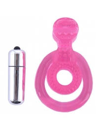 Розовая вибронасадка со стимулятор клитора   Язычок - Toyfa Basic - в Чебоксарах купить с доставкой