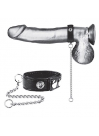 Утяжка на пенис с поводком Snap Cock Ring With 12  Leash - BlueLine - купить с доставкой в Чебоксарах