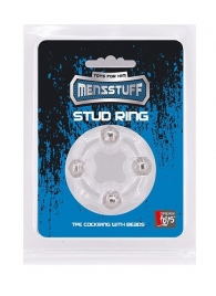 Эрекционное кольцо с 4 бусинами MENZSTUFF STUD RING CLEAR - Dream Toys - в Чебоксарах купить с доставкой