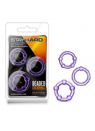 Набор из 3 фиолетовых эрекционных колец Stay Hard Beaded Cockrings - Blush Novelties - в Чебоксарах купить с доставкой