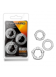 Набор из 3 прозрачных эрекционных колец Stay Hard Beaded Cockrings - Blush Novelties - в Чебоксарах купить с доставкой