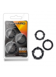 Набор из 3 чёрных эрекционных колец Stay Hard Beaded Cockrings - Blush Novelties - в Чебоксарах купить с доставкой