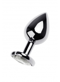 Серебристая анальная пробка с прозрачным кристаллом-сердцем - 8 см. - ToyFa - купить с доставкой в Чебоксарах