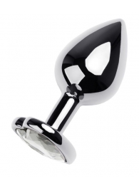 Серебристая анальная пробка с прозрачным кристаллом-сердцем - 8 см. - ToyFa - купить с доставкой в Чебоксарах