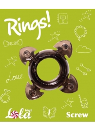 Чёрное эрекционное кольцо Rings Screw - Lola Games - в Чебоксарах купить с доставкой