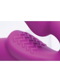 Ярко-розовый безремневой вибрострапон Evoke Vibrating Strapless Silicone Strap-on Dildo - XR Brands - купить с доставкой в Чебоксарах