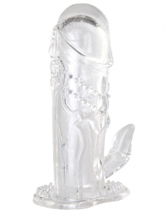 Прозрачная гелевая насадка с клиторальным отростком - 13 см. - Toyfa Basic - в Чебоксарах купить с доставкой