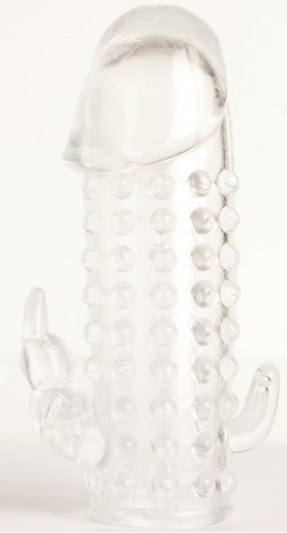 Гелевая прозрачная насадка с 2 отростками - 13 см. - Toyfa Basic - в Чебоксарах купить с доставкой