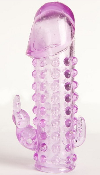 Закрытая фиолетовая насадка с 2 отростками - 13 см. - Toyfa Basic - в Чебоксарах купить с доставкой