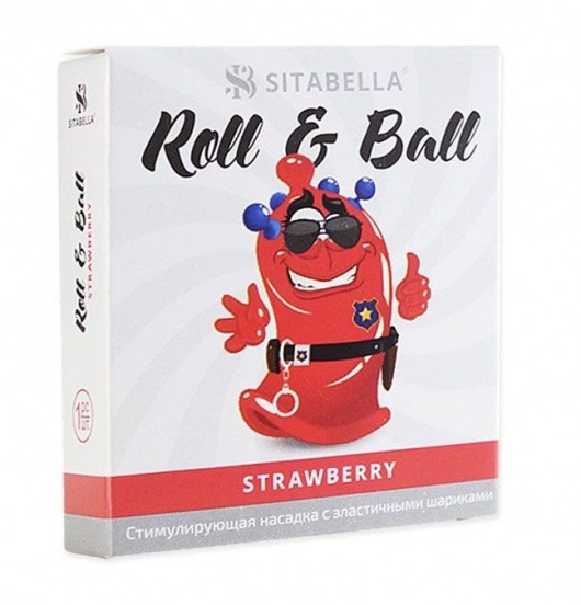 Стимулирующий презерватив-насадка Roll   Ball Strawberry - Sitabella - купить с доставкой в Чебоксарах