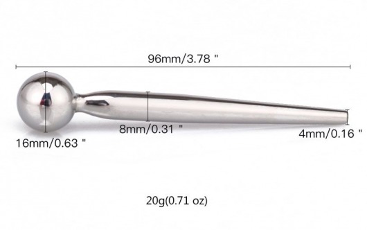 Гладкий металлический уретральный плаг с шариком - 9,6 см. - Notabu - купить с доставкой в Чебоксарах