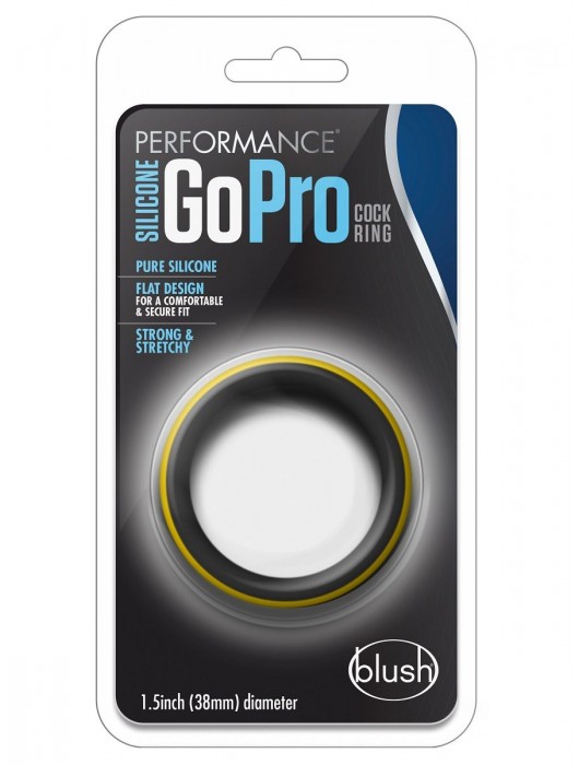 Черно-желтое силиконовое эрекционное кольцо Silicone Go Pro Cock Ring - Blush Novelties - в Чебоксарах купить с доставкой