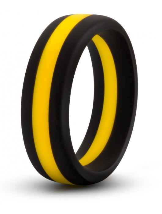 Черно-желтое силиконовое эрекционное кольцо Silicone Go Pro Cock Ring - Blush Novelties - в Чебоксарах купить с доставкой