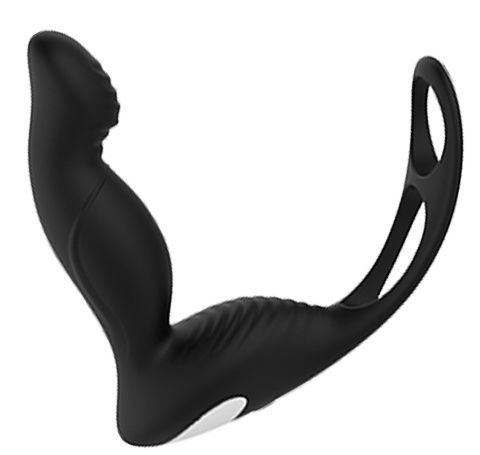 Черный вибромассажер простаты P-PLEASER W ERECTION ENHANCE - Dream Toys - в Чебоксарах купить с доставкой