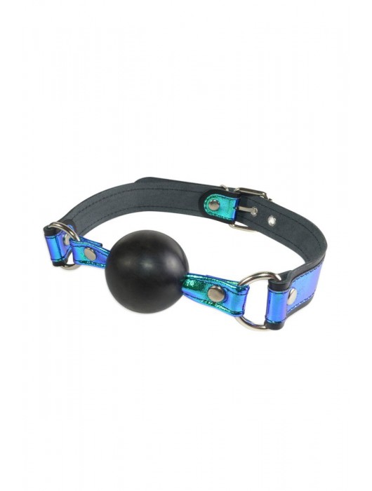 Кляп-шарик на чёрно-синих ремешках - Sitabella - купить с доставкой в Чебоксарах