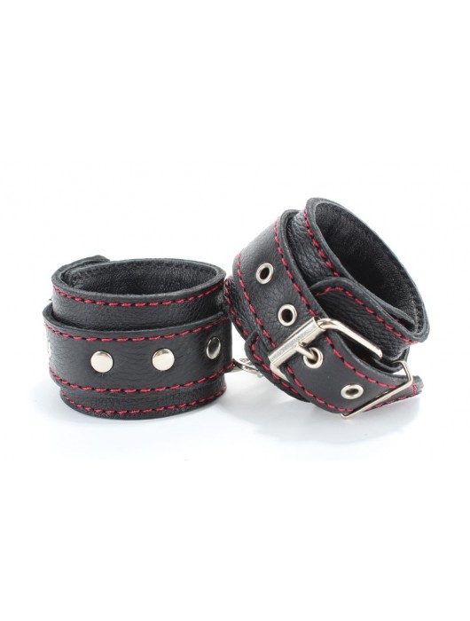 Черный бондажный набор с красной строчкой - БДСМ Арсенал - купить с доставкой в Чебоксарах