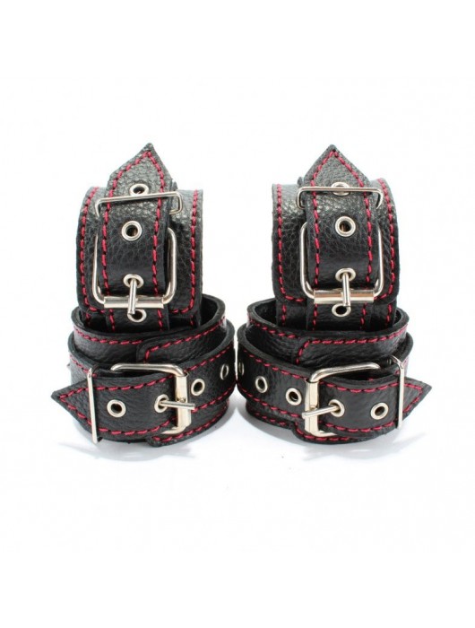 Черный бондажный набор с красной строчкой - БДСМ Арсенал - купить с доставкой в Чебоксарах