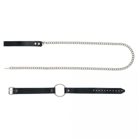 Черный поводок и чокер с кольцом Rada - Rebelts - купить с доставкой в Чебоксарах