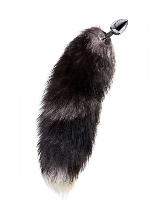Серебристая металлическая анальная втулка с хвостом чернобурой лисы - размер S - ToyFa - купить с доставкой в Чебоксарах
